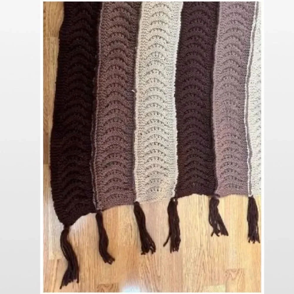 Vintage Hand Crochet Striped Home Blanket